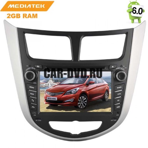 ШТАТНАЯ МАГНИТОЛА HYUNDAI SOLARIS VERNA LETRUN 1556 ANDROID 6.0.1 MTK