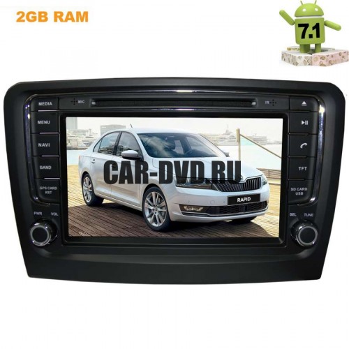 ШТАТНАЯ МАГНИТОЛА SKODA RAPID ANDROID 7.1.1 LETRUN 1923